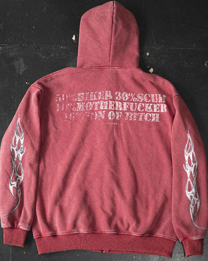 Washed Distressed Cropped Hoodie – Oversized Hip Hop Streetwear Sweatshirt