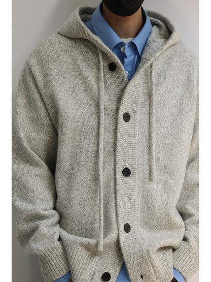 Japanese Hooded Knit Cardigan – Button-Down Lazy Couple – Japanese vintage | yamalin clothes | Yamalinclothes