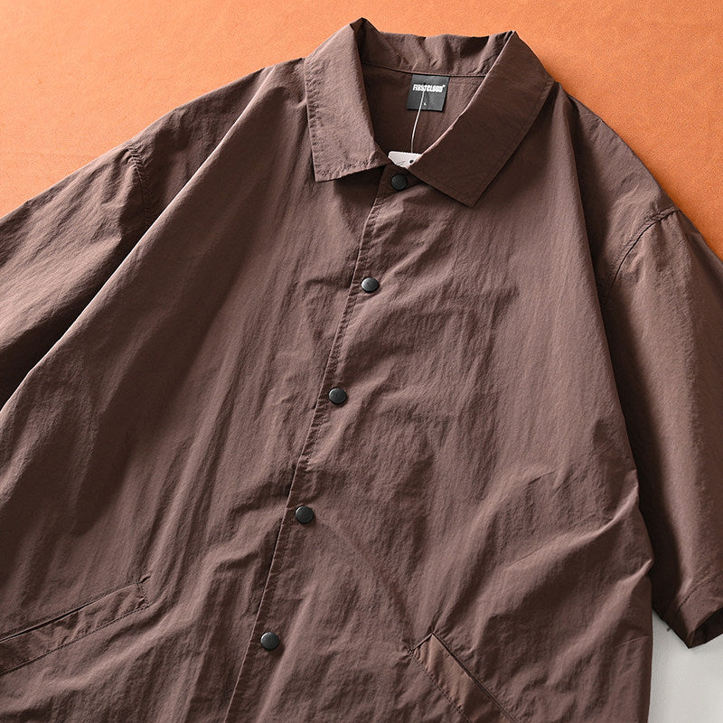 Mountain function + loose wide version! ODM Order! Short-sleeved jacket with lapels for men in summer | Japanese vintage | yamalin clothes | Yamalinclothes