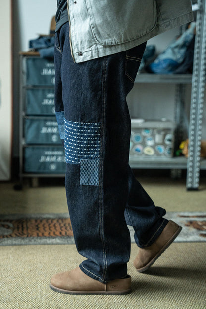 Patchwork Jeans – Contrast Stitch Straight Leg | Yamalinclothes