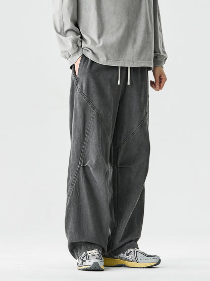 Curved-Leg Pants – Washed Finish & Panel Seams | Yamalinclothes