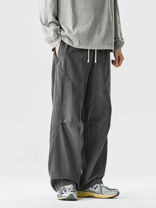Curved-Leg Pants – Washed Finish & Panel Seams | Yamalinclothes