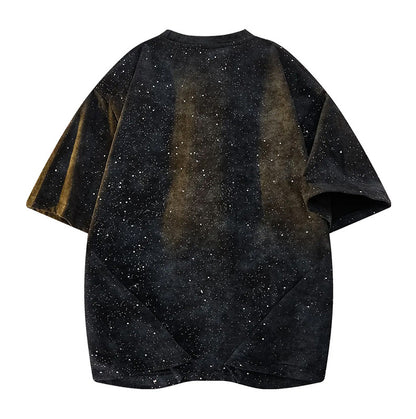Tie-Dye Starry Cotton Crewneck T-Shirt – Loose Unisex Summer Tee