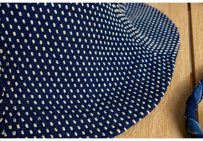 Indigo Sashiko Tulip Bucket Hat – Japanese Artisan Outdoor Fisherman Hat