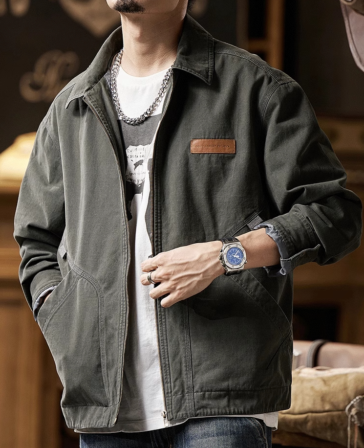 Detroit Vintage Cargo Jacket – Washed Cotton American Workwear Barn Coat for Men | Japanese vintage | yamalin clothes | Yamalinclothes