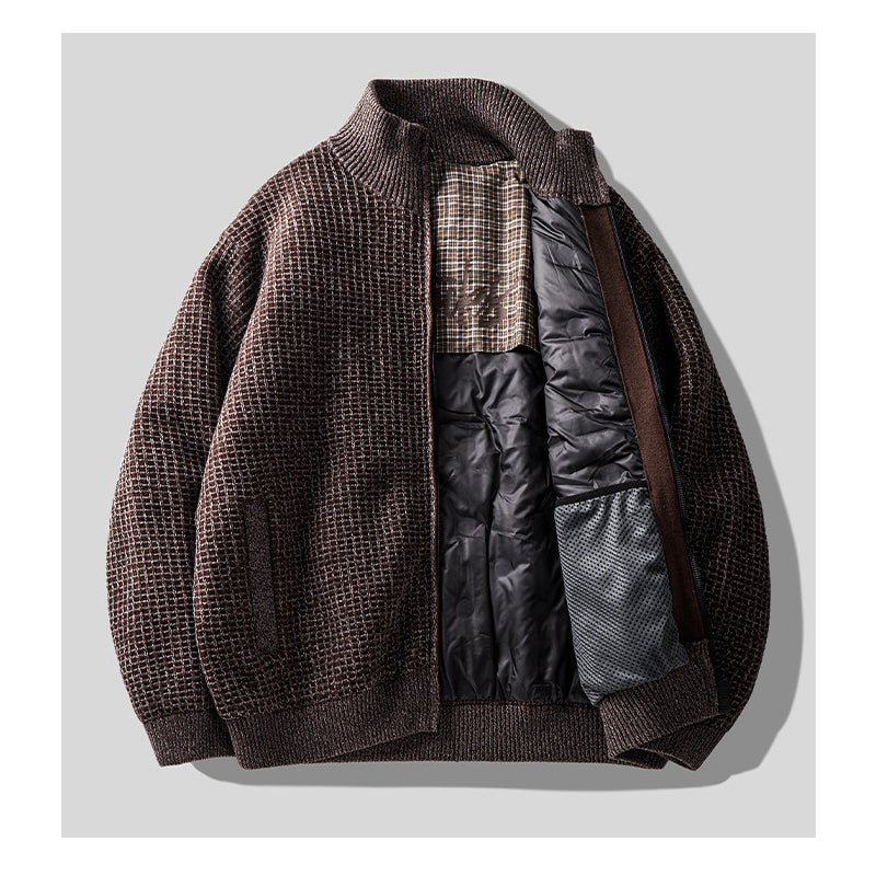 90% Duck Down Check Knit Puffer Jacket – Men's Oversized Winter Coat – Japanese vintage | yamalin clothes | Yamalinclothes