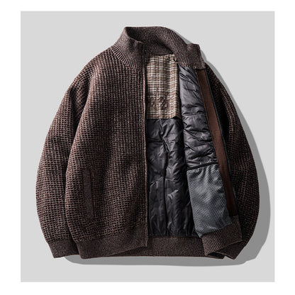 90% Duck Down Check Knit Puffer Jacket – Men's Oversized Winter Coat – Japanese vintage | yamalin clothes | Yamalinclothes