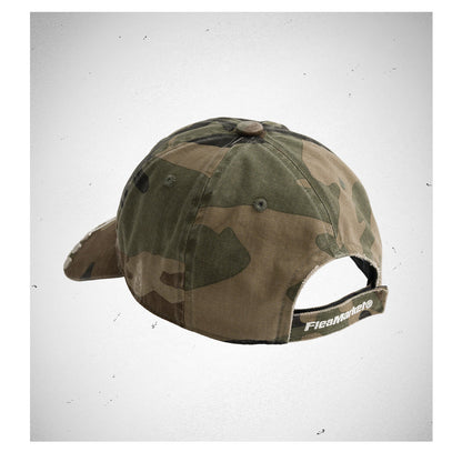 Embroidered Rivet Curved Brim Baseball Cap – Camo Washed Unisex – cap | japanese streetwear | vintage workwear | unisex | Yamalinclothes