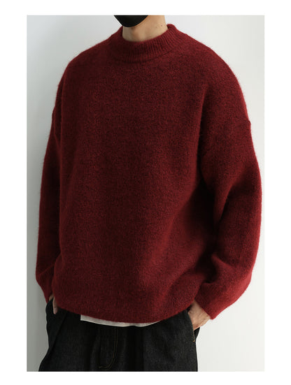 Wool Crew Neck Pullover Sweater – Japanese Warm Loose Unisex