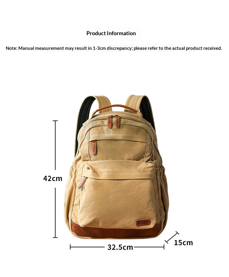 Japanese Canvas Leather Trim Backpack – Large Capacity Laptop Travel Bag – Japanese vintage | yamalin clothes | Yamalinclothes