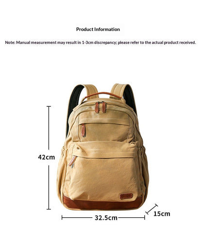 Japanese Canvas Leather Trim Backpack – Large Capacity Laptop Travel Bag – Japanese vintage | yamalin clothes | Yamalinclothes