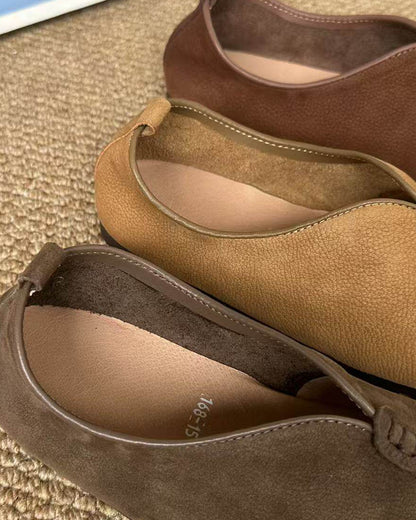 Handmade Artisan Leather Monk Strap Flats – Cotton Linen Style Women's Casual Shoes