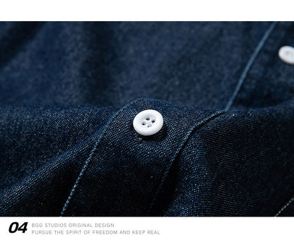 Denim Shirt – Washed Finish & Button Chest Pocket | Yamalinclothes