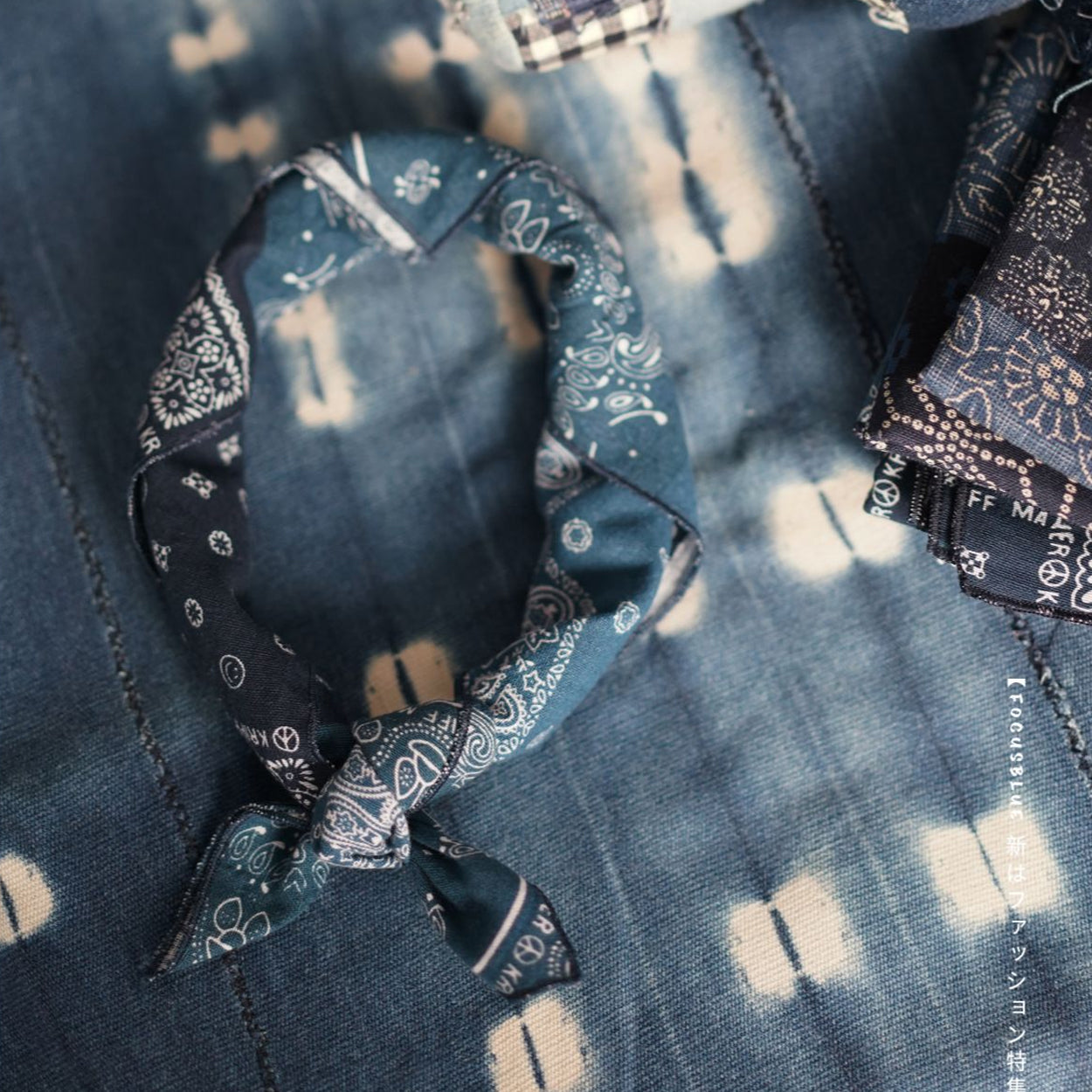 Indigo Paisley Patchwork Bandana – Vintage Cotton Square Scarf