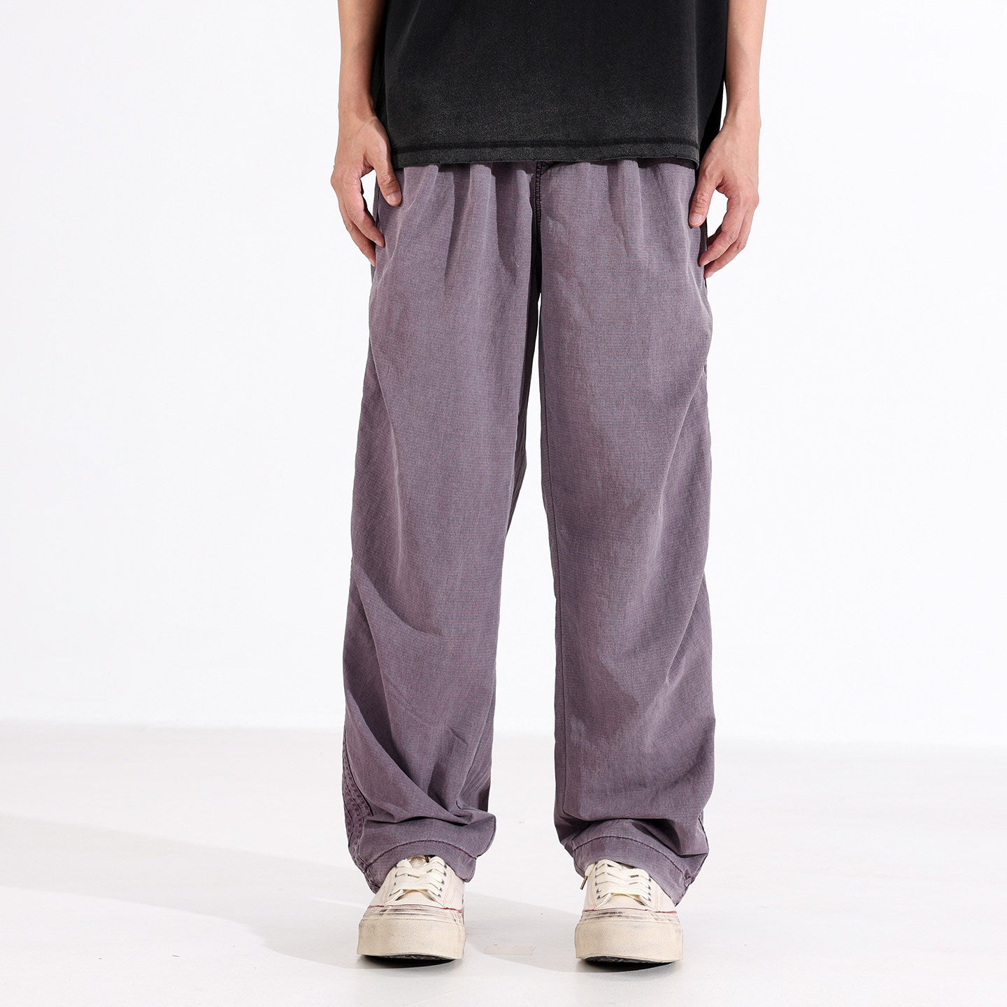 Matte Distressed Paratrooper Pants – 125g Ripstop Nylon Lightweight Wide Leg Summer Cargo for Men | Japanese vintage | yamalin clothes | Yamalinclothes