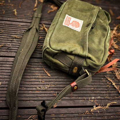 Vintage Military Canvas Crossbody Bag – Heavyweight Chest Waist Bag – Japanese vintage | yamalin clothes | Yamalinclothes