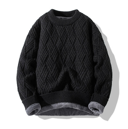 Chunky Twist Knit Sweater – Fleece-Lined Thickened Pullover Unisex Winter Knitwear – Japanese vintage | yamalin clothes | Yamalinclothes