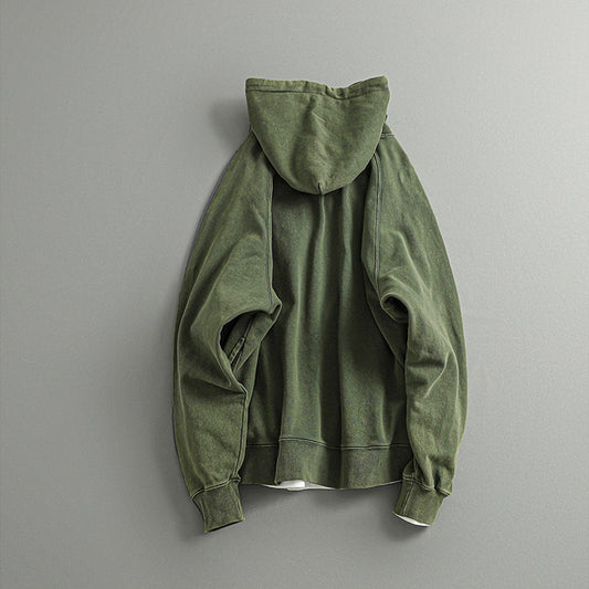 Heavyweight Washed Hooded Sweatshirt Jacket – Japanese Vintage Loose Unisex – Hoodies | japanese streetwear | vintage workwear | unisex | Yamalinclothes