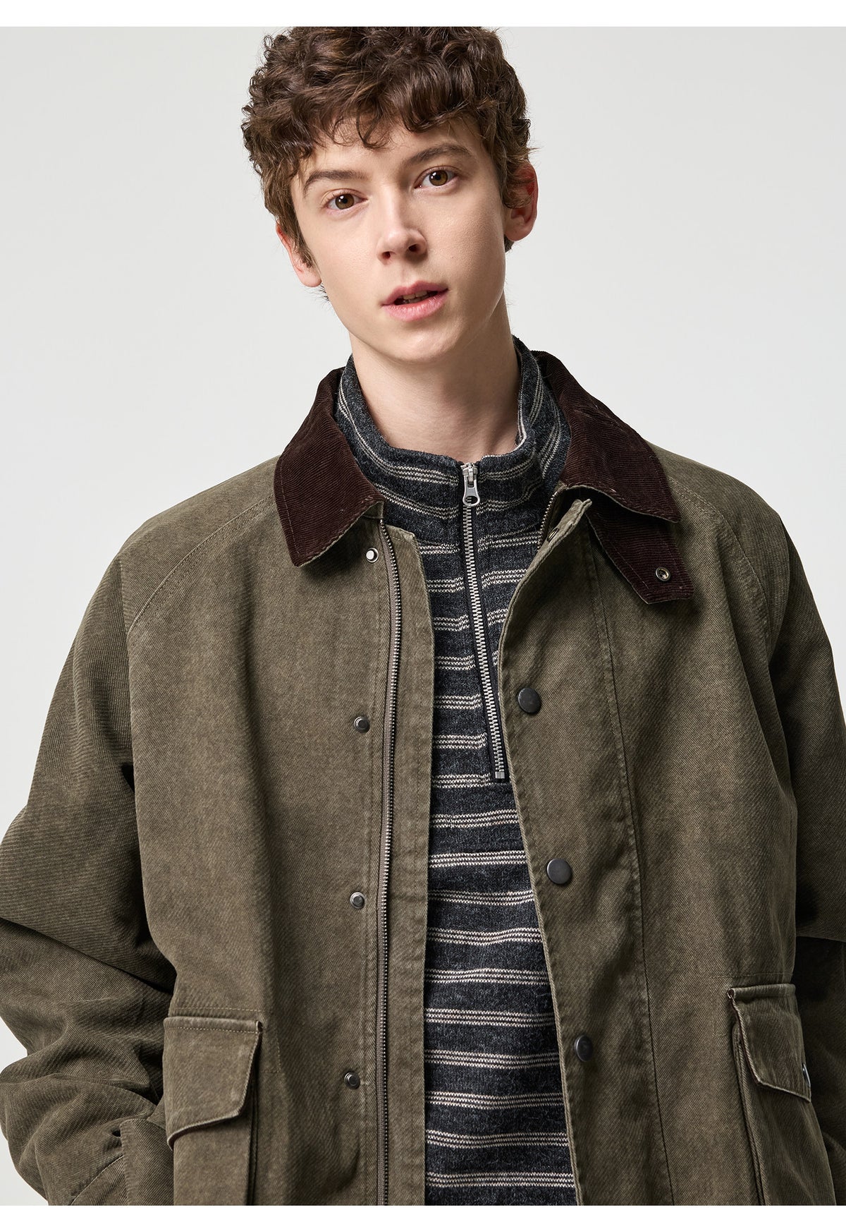 Washed Cotton Utility Lapel Jacket – American Vintage Loose Unisex