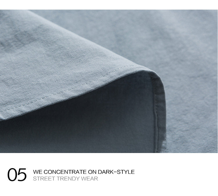 Japanese trend embroidery letter solid color lapel long sleeve shirt men's spring and autumn cleanfit shirt | Japanese vintage | yamalin clothes | Yamalinclothes