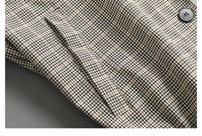 Japanese Retro Plaid Stand Collar Cropped Jacket – Cleanfit Silhouette Spring Jacket for Men – Japanese vintage | yamalin clothes | Yamalinclothes