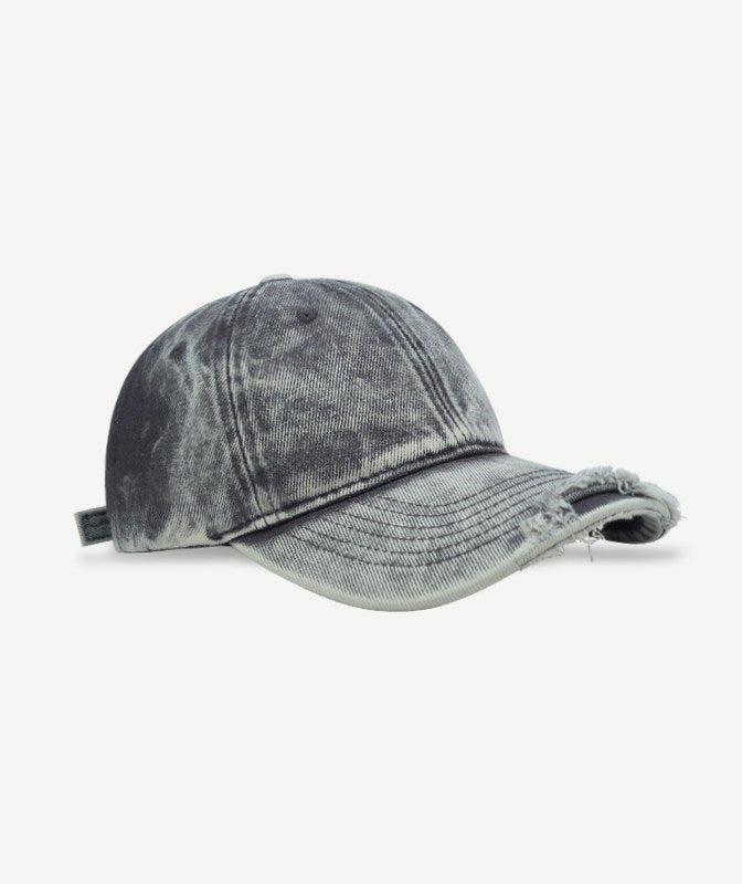 Washed Distressed Denim Baseball Cap – Curved Brim Adjustable Unisex