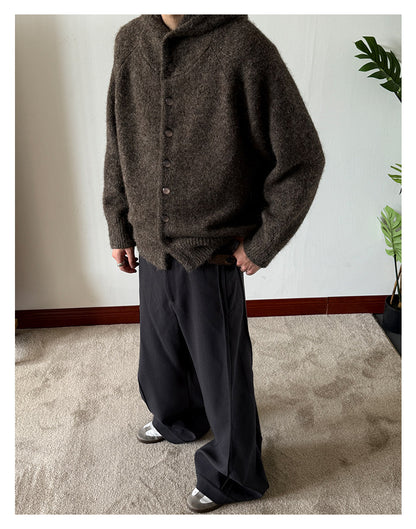 Heavyweight Hooded Knit Sweater – Wool Blend Unisex Cropped