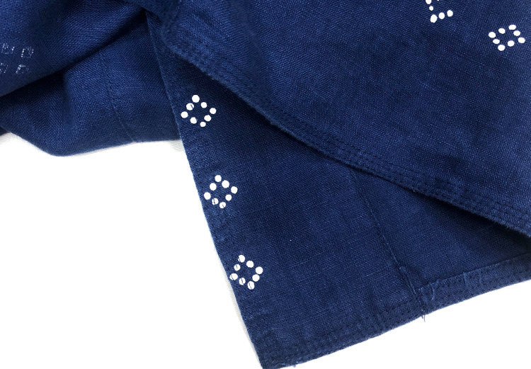 Blue Dyed Denim Print Stitching Shirt – Japanese Retro Unisex Casual