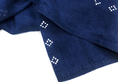 Blue Dyed Denim Print Stitching Shirt – Japanese Retro Unisex Casual