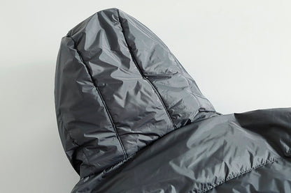 Short Hooded White Duck Down Jacket – Warm Loose Unisex – Coats Jackets | japanese streetwear | vintage workwear | unisex | Yamalinclothes