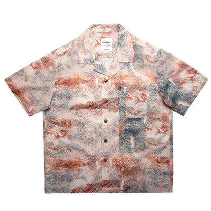 Seersucker Cuban Collar Printed Shirt – Men's Vintage Beach Short Sleeve