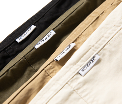 Washed Brushed Cotton Cargo Wide-Leg Trousers – Oversized Unisex Slacks