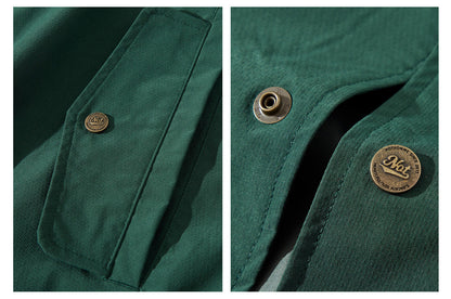Retro Corduroy Hunting Coach Jacket – Loose Fit Rugged Outdoor Streetwear
