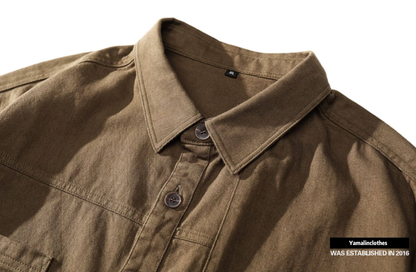 Heavyweight Utility Shirt Jacket – Men's Vintage Loose Long-Sleeve Overshirt