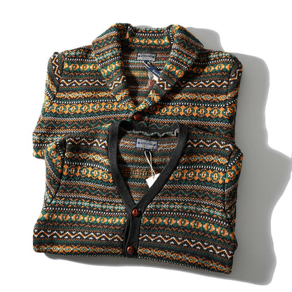 Nordic Fair Isle Knit Cardigan – Wool Blend Jacquard Men – Japanese vintage | yamalin clothes | Yamalinclothes
