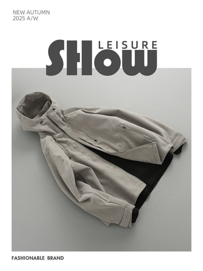 Curved Patchwork Corduroy Hooded Jacket – Functional Loose Outdoor Unisex – Coats Jackets | japanese streetwear | vintage workwear | unisex | Yamalinclothes
