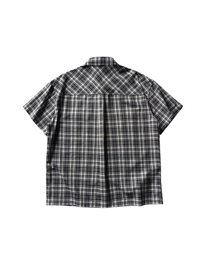 Retro Plaid Double Pocket Cotton Short Sleeve Shirt – Loose Unisex Workwear Casual