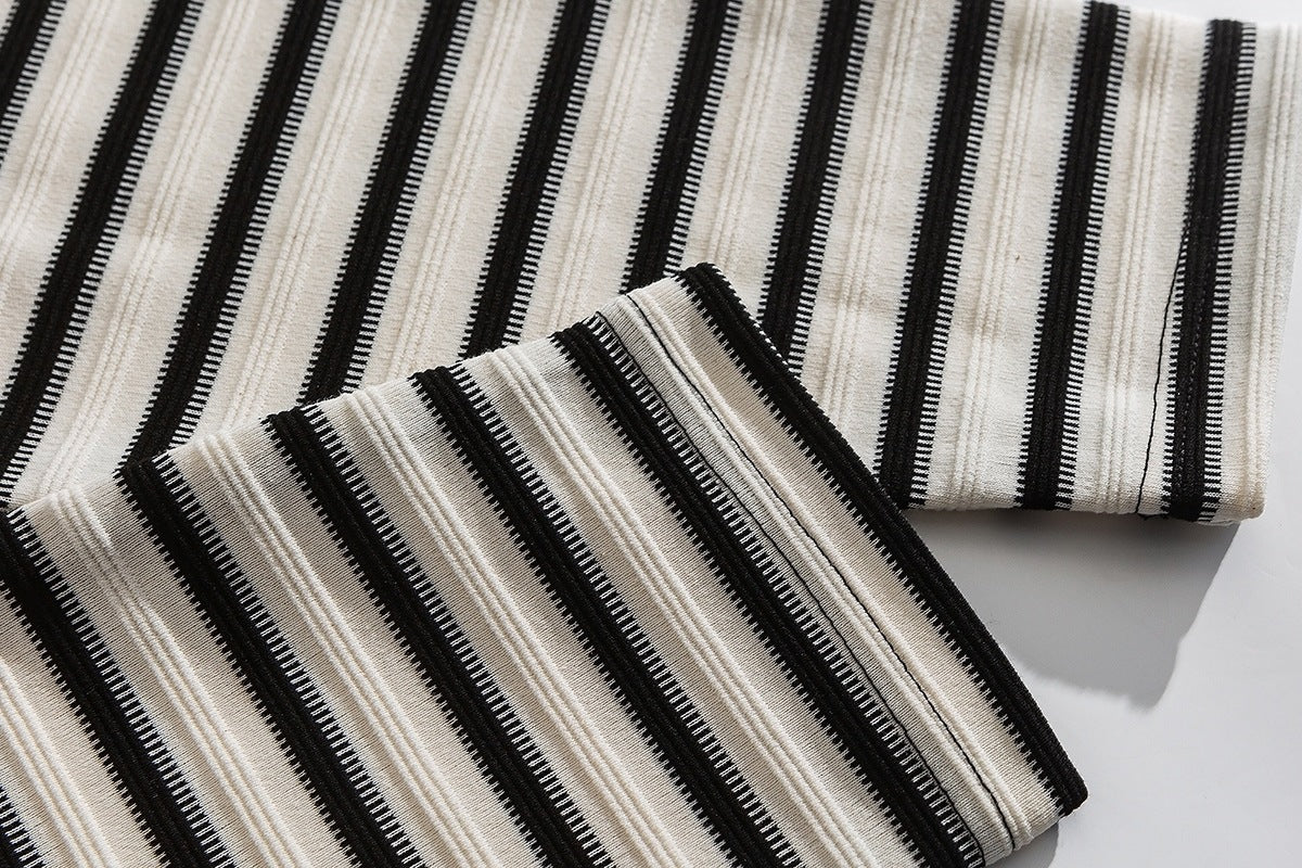 Japanese Vintage Textured Stripe Long-Sleeve T-Shirt – Relaxed Unisex Base Layer