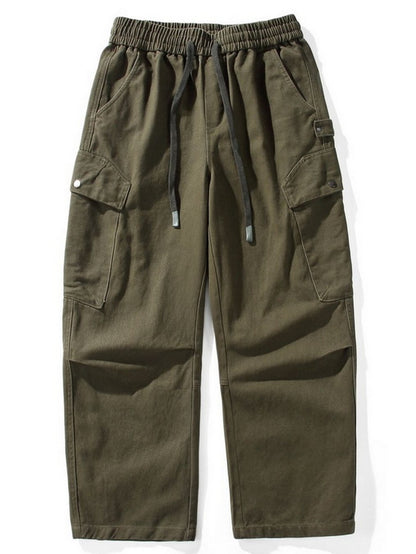 Cotton Cargo Pants – Washed Twill & Drawstring Waist