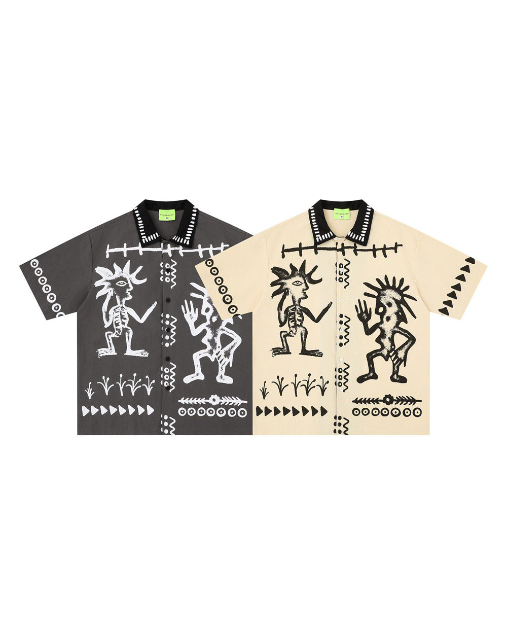 Cartoon Graffiti Print Shirt – Loose Vintage Unisex Streetwear
