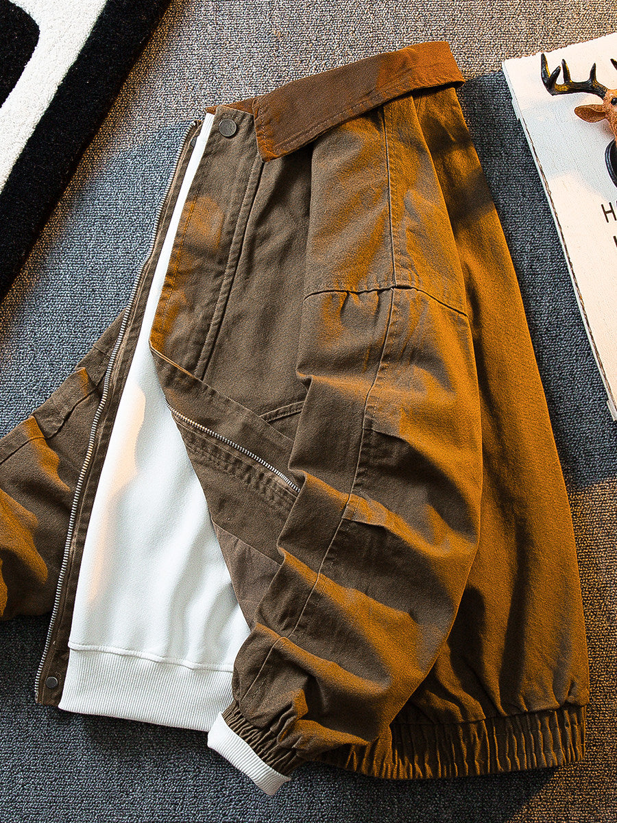 Vintage Washed Detroit Shooting Jacket – Pure Cotton Unisex Spring Autumn