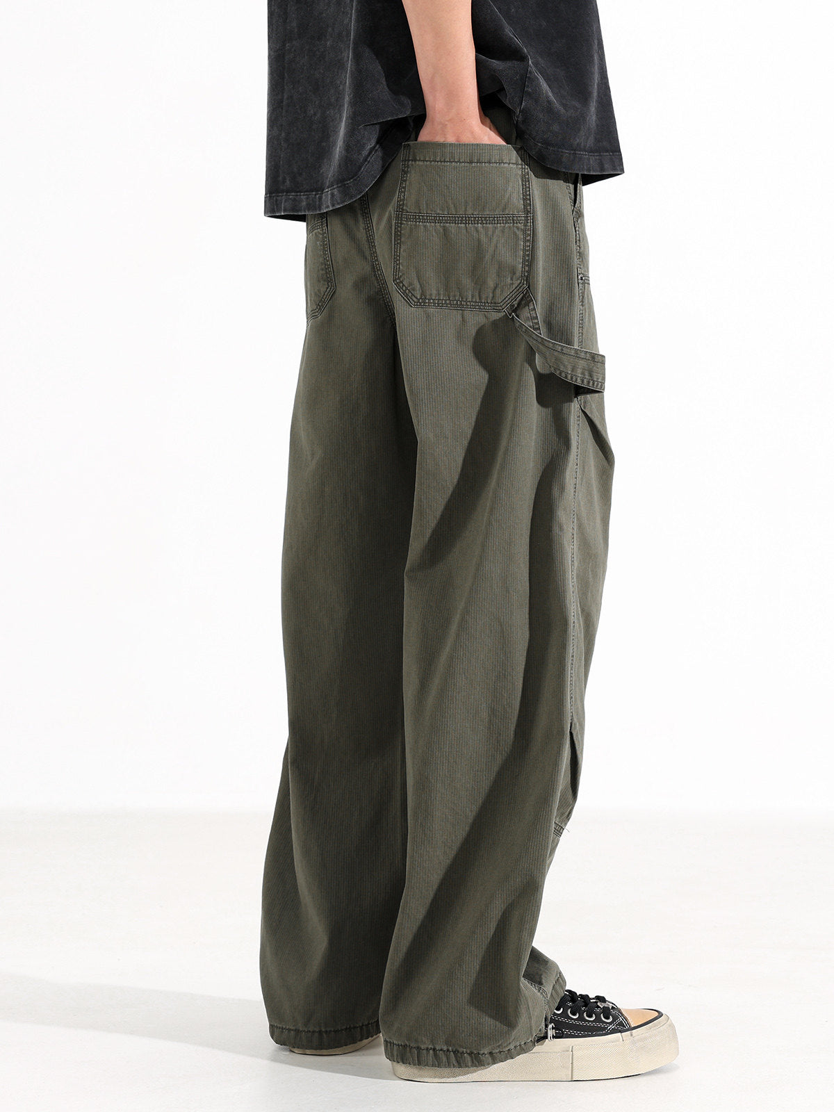 American Vintage Wide-Leg Cargo Pants – Loose Unisex Casual Spring Summer