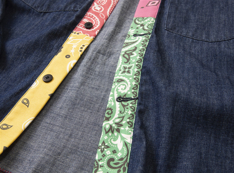 Japanese Retro Ethnic Washed Denim Kimono Jacket - Loose Vintage Workwear Shirt Robe for Men