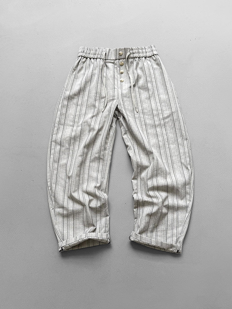 Striped Drapey Wide-Leg Trousers – Loose Vintage Casual Summer Pants Unisex – Japanese vintage | yamalin clothes | Yamalinclothes
