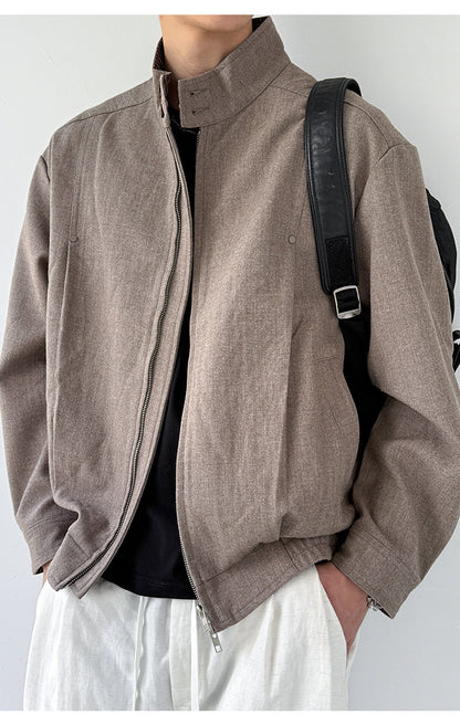 Plaid Stand-Collar Split Jacket – Wool Blend Oversized Unisex – Japanese vintage | fall outfits 2026 | fall winter outfits | classy winter outfits | lazy comfy outfits | japanese streetwear | vintage workwear | yamalin clothes | Yamalinclothes