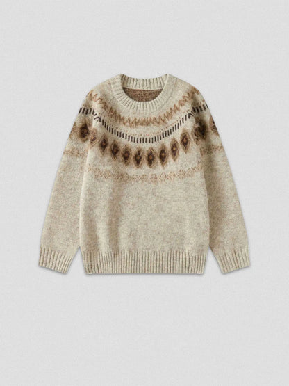 Fair Isle Sweater – Fuzzy Jacquard Crewneck