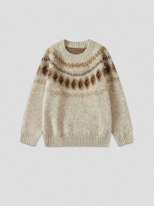 Fair Isle Sweater – Fuzzy Jacquard Crewneck