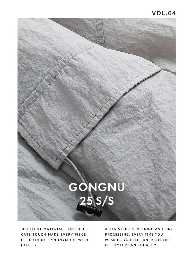 Japanese Retro Loose Short-Sleeve Cargo Shirt – Versatile Nylon Men’s Summer Top – Japanese vintage | yamalin clothes | Yamalinclothes
