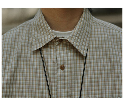 Vintage Artistic Plaid Short Sleeve Shirt – Loose Unisex Japanese Casual