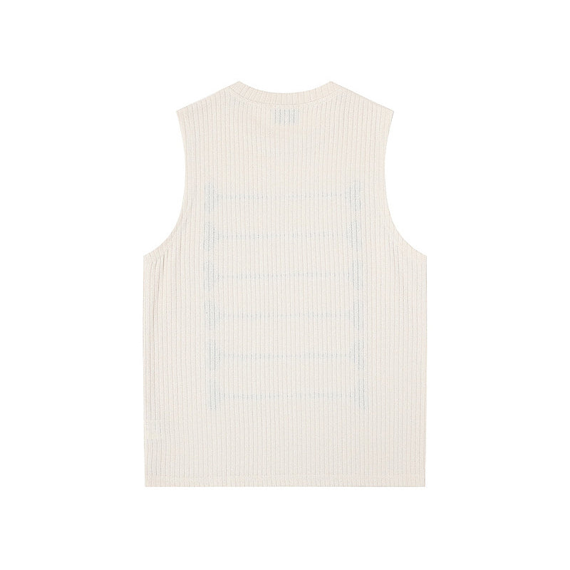 Knot Embroidered Sleeveless Vest – Loose Oversized Japanese Streetwear Top – Japanese vintage | yamalin clothes | Yamalinclothes